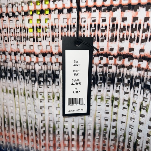 Romeo + Juliet Neon Multi Ombre Perforated Zip-Up Two Piece Crop Top Skirt Set - Picture 4 of 12